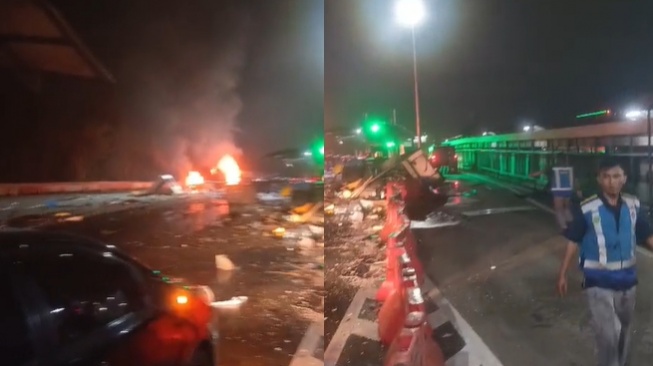 Kecelakaan lalu lintas beruntun yang terjadi di Gate Tol Ciawi 2 Kecamatan Bogor Timur, Kota Bogor [Ist]