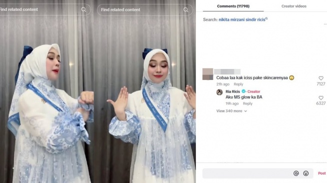 Ria Ricis pakai  baju Shella Saukia. (TikTok/riaricis)