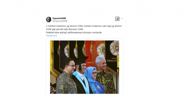 Cuitan warganet soal pertemuan Anies Baswedan dan Ganjar Pranowo. [X/@Opposite6888]