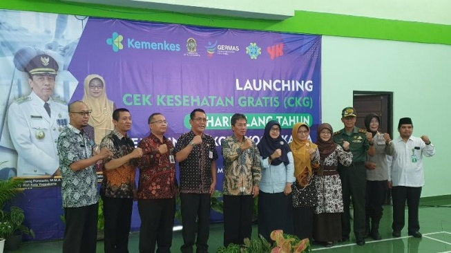 Launching Cek Kesehatan Gratis Hari Ulang Tahun di Gedung Serbaguna Kelurahan Wirogunan, Mergangsan, Kota Yogyakarta, Selasa (11/2/2025). [Suarajogja.id/Hiskia Andika Weadcaksana]