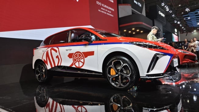 MG 4 EV X-Power Livery Arsenal di IIMS 2025. (Foto: SUARA.com/Manuel Jeghesta)