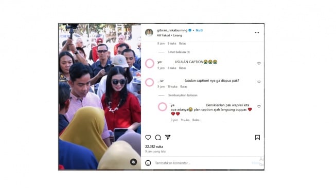 Komentar warganet di akun Instagram Gibran Rakabuming. [Instagram/@gibran_rakabuming]