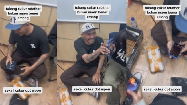 Simuk tukang cukur langganan keluarga Raffi Ahmad membeli iPhone baru setelah mencukur Rafathar. [TikTok/@bosancukur]