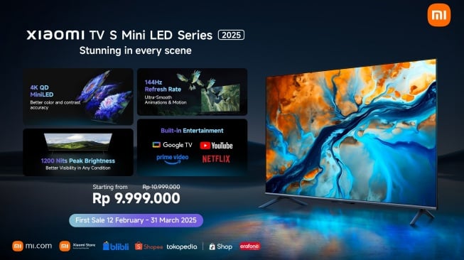 Xiaomi TV S Mini LED Series 2025 Rilis ke Indonesia, Harga Tembus Rp 20 Juta