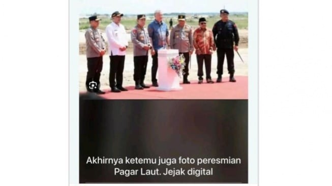 Foto Kapolri dan Aguan yang dinarasikan meresmikan Pagar Laut di Tangerang. [Dok.Antara]