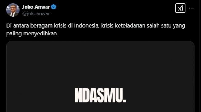 Unggahan Joko Anwar soal 'Ndasmu' di akun X pribadinya. (Tangkapan layar/X)