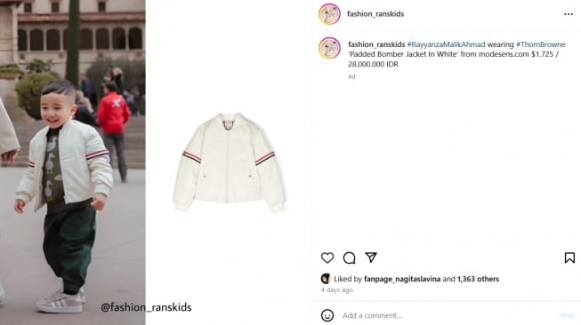 Koleksi baju hangat Rayyanza (Instagram/@fashion_ranskids)