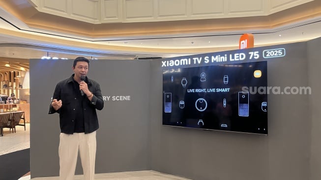 Xiaomi TV S Mini LED Series 2025 yang dikenalkan ke Indonesia pada Jumat (21/2/2025). [Suara.com/Dicky Prastya]