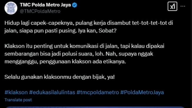 Etika penggunaan klakson dari polisi (X)