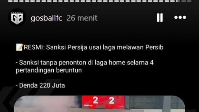 Tim Macan Kemayoran dikabarkan mendapatkan sanksi berat dari Komisi Disiplin atau Komdis PSSI. [Instagram @gosball]