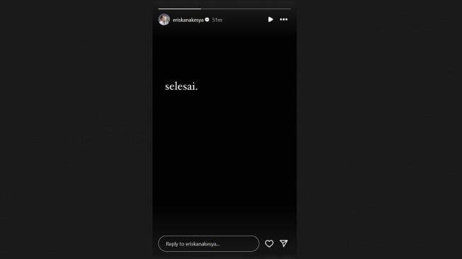 Status Eriska Nakesya seiring santernya isu perselingkuhan Young Lex (Instagram/@eriskanakesya)