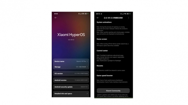 Pembaruan HyperOS 2.1 di Xiaomi 14T Pro. [Xiaomitime]