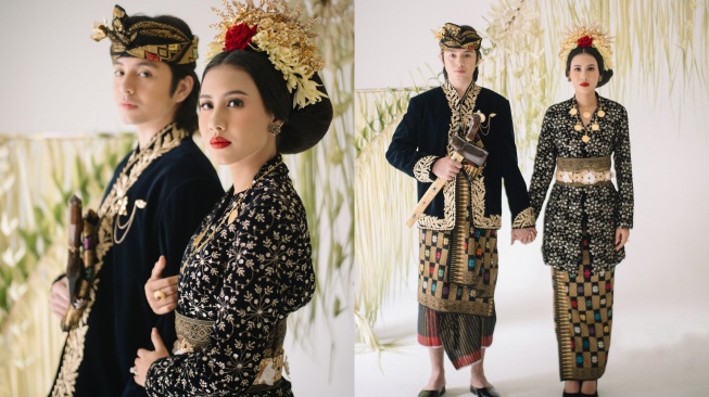 Foto prewedding Angga Yunanda dan Shenina Cinnamon dengan baju adat Lombok. [Instagram/@angga]