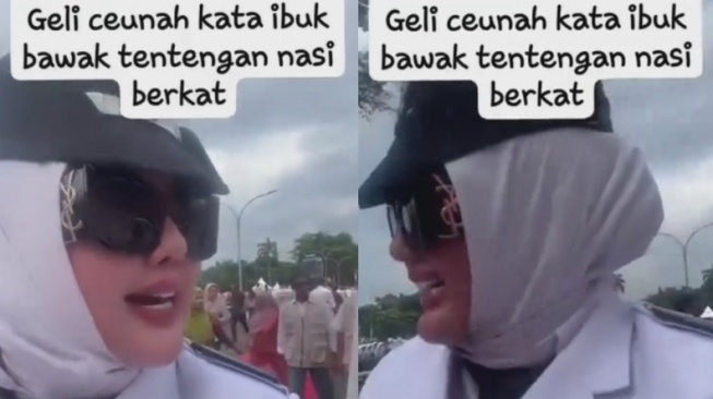 Kacamata Wiwin Komalasari, kades viral Kabupaten Bogor yang menghina nasi kotak. [Instagram/@berita_gosip]