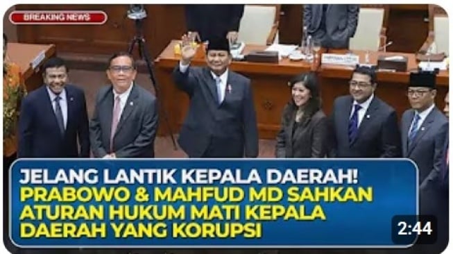 Cek Fakta: Aturan Hukuman Mati Untuk Kepala Daerah Korupsi Disahkan Prabowo