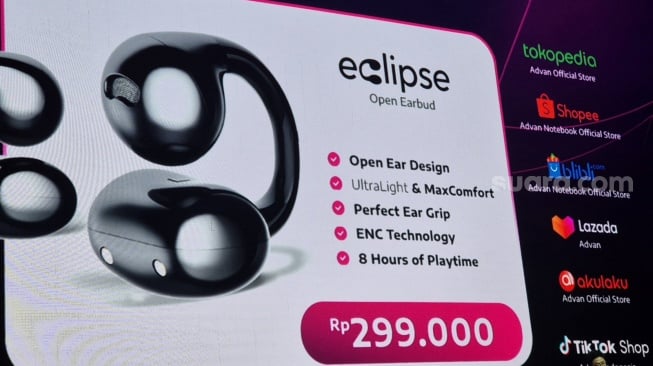 Peluncuran Advan Open Earbud Eclipse di Jakarta, Senin (24/2/2025). [Suara.com/Dythia]