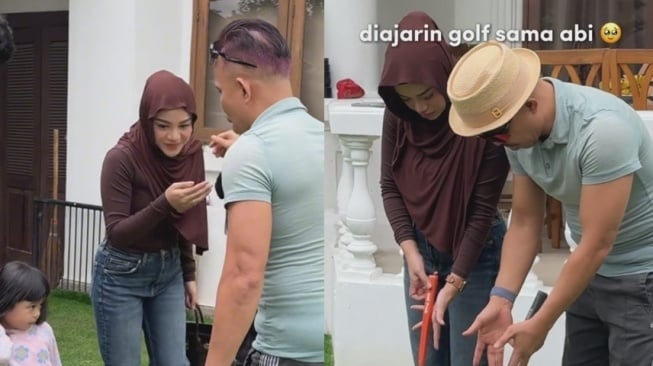 Aurel Hermansyah saat ke rumah Gen Halilintar. [TikTok/@genhalilintar]