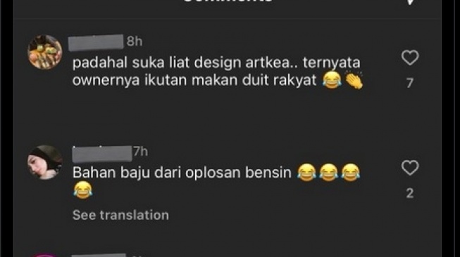 Tangkapan layar kritikan warganet di ARTKEA. [X/@mezzaquartz]