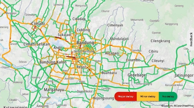 Tangkap layar Bandung live traffic (TomTom)