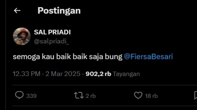 Doa Sal Priadi Buat Fiersa Besari. [X]