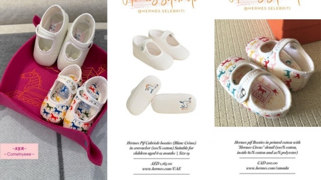 Koleksi sepatu anak Syahrini dan Reino Barack. [Instagram/@hermes.selebriti]
