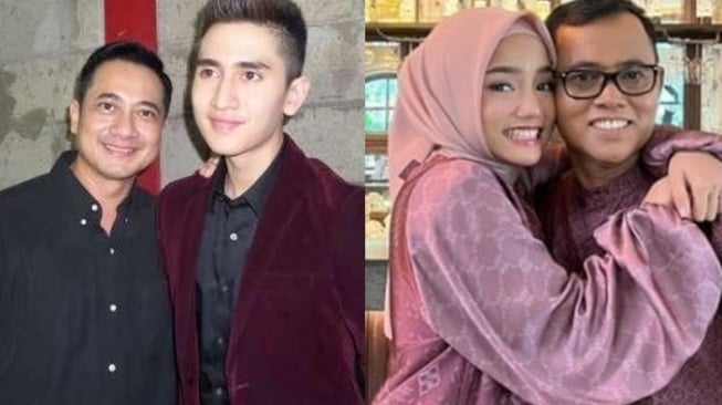 Verrell Bramasta bersama ayahnya, Ivan Fadilla -  Fuji bersama ayahnya, Haji Faisal [kolase]