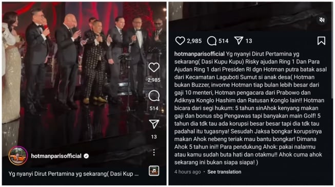 Tangkapan layar momen akrab Hotman Paris diduga dengan Dirut Pertamina Simon Aloysius Mantiri. [Instagram/@hotmanparisofficial]