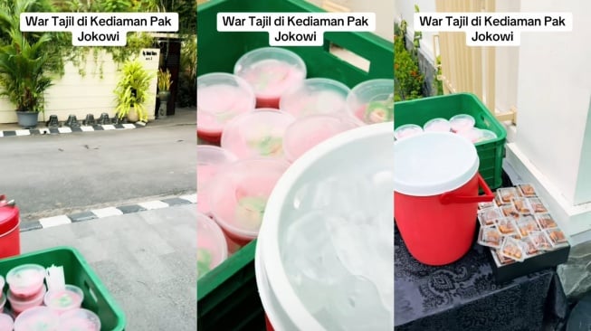 Jokowi sediakan takjil di depan rumah. [TikTok/@fans.jkw]