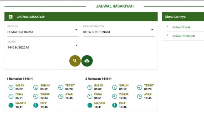 Jadwal Imsak Kota Bukittinggi. [Dok. Istimewa]