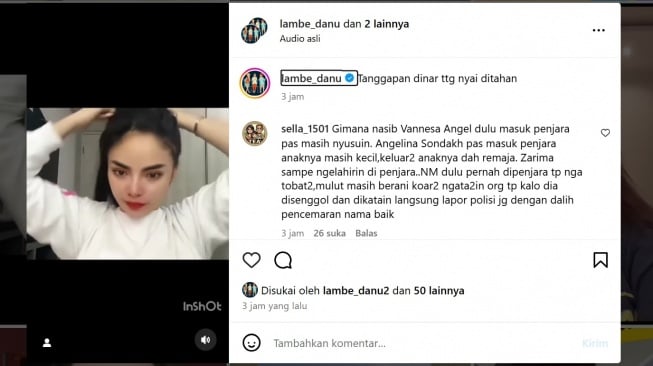 Dinar Candy komentari soal Nikita Mirzani (Instagram/@lambe_danu)