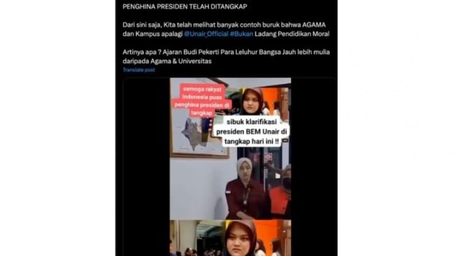 CEK FAKTA: Mahasiswa Unair Ditangkap karena Hina Presiden Prabowo