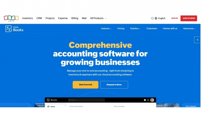 Software akuntansi Zoho. [Zoho]