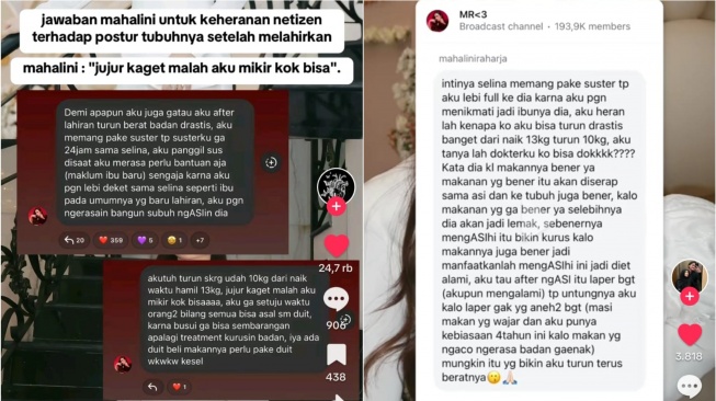 Mahalini Raharja buka suara soal tubuhnya cepat kurus usai melahirkan (Instagram/@mahaliniraharja)