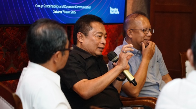 Direktur utama Telkom, Ririek Adriansyah saat acara silaturahmi bersama beberapa pemimpin redaksi media di Jakarta, Jumat (7/3/2025). (Dok: Telkom)