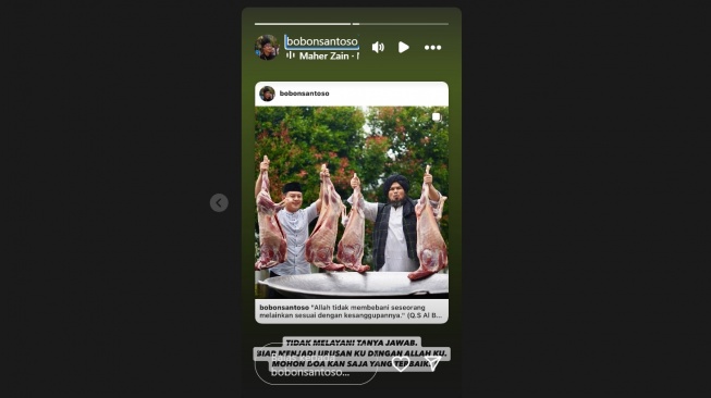 Bobon Santoso ogah ditanya soal putuskan pindah Islam (Instagram/@bobonsantoso)