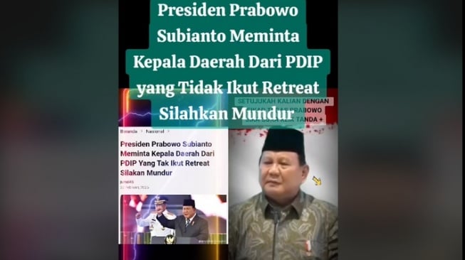 Cek Fakta: Presiden Prabowo Subianto Meminta Kepala Daerah dari PDIP yang Tak Ikut Retreat untuk Mundur