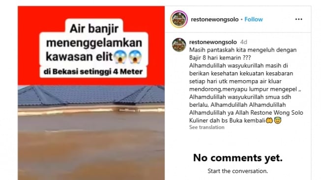 Cek Fakta: Banjir di Bekasi Rendam Rumah Elit Setinggi 4 Meter