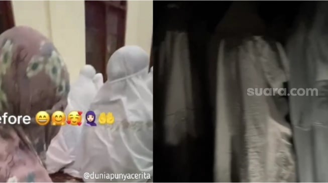 Viral Momen Sholat Tarawih Jamaah Wanita Mendadak Horor, Hal Ini Jadi Penyebabnya