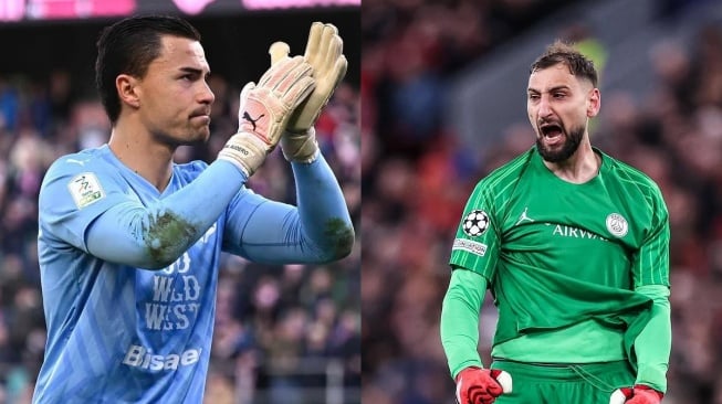 Kiper timnas Indonesia, Emil Audero mengatakan bahwa sosok Gianluigi Donnarumma menjadi acuan bagi dirinya. (Kolase Instagram/@emil_audero dan @433)