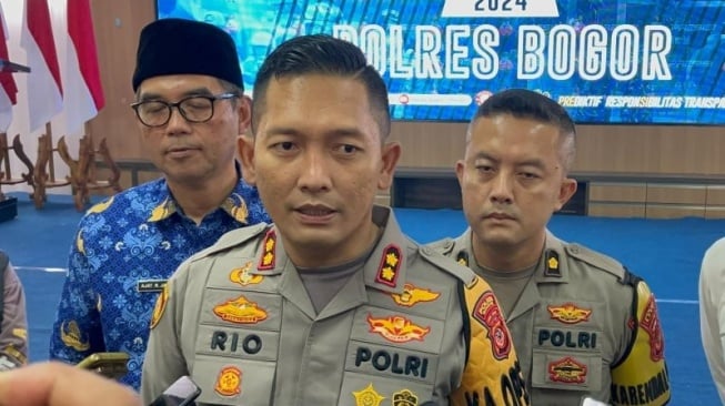 Kapolres Bogor AKBP Rio Wahyu Anggoro di Cibinong, Kabupaten Bogor, Jawa Barat. (ANTARA/M Fikri Setiawan)