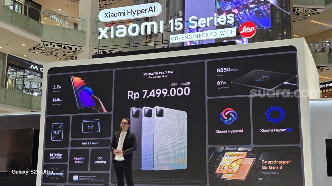 Tablet Xiaomi Pad 7 Pro resmi diluncurkan ke Indonesia pada Kamis (13/3/2025). [Suara.com/Dicky Prastya]