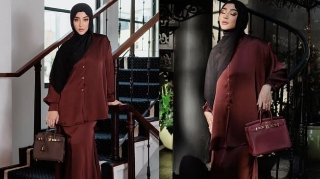 Inspirasi outfit merah maroon untuk perempuan (Instagram)