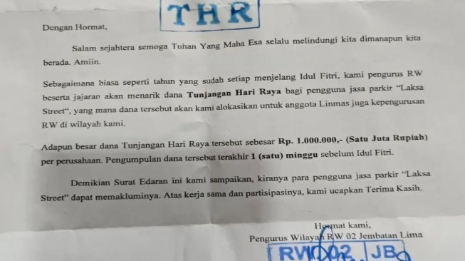 Polisi Panggil RW di Jakbar Buntut Minta THR Rp1 Juta ke Perusahaan, Bakal Kena Sanksi Lurah