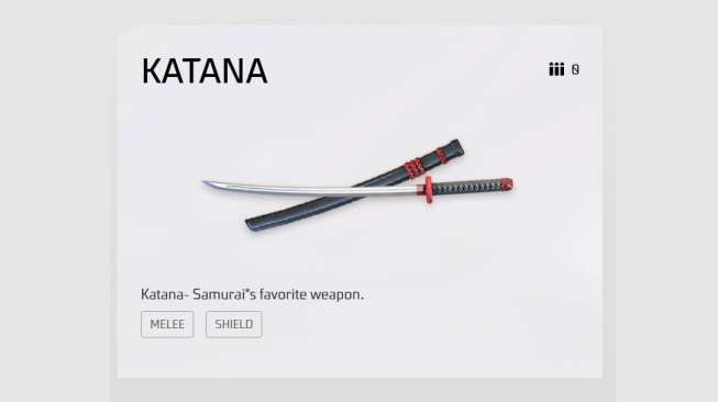 Senjata Katana di Free Fire. [Garena]