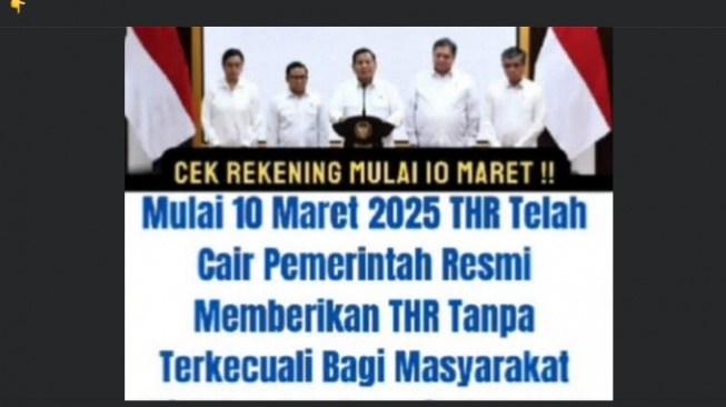 Cek Fakta link pencairan THR 2025 dari pemerintah (Facebook)