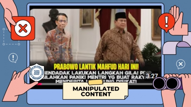 Foto sampul, unggahan dengan narasi Prabowo Angkat Mahfud MD Jadi Pengawas Internal Istana. [Turnbackhoax]