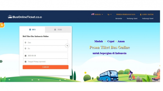 Tampilan situs Busonlineticket.co.id. [Busonlineticket.co.id]