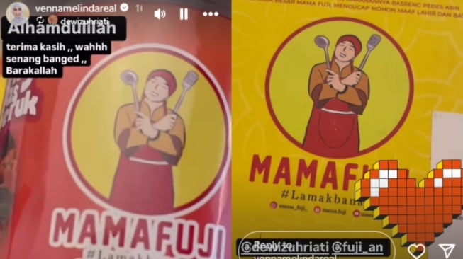 Venna Melinda dapat kiriman makanan dari Dewi Zuhriati atau Mama Fuji. [Instagram]