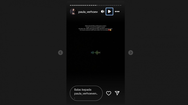 Paula Verhoeven unggah pesan suara dari Kiano yang sudah berada di sekolah (Instagram/@paulaverhoeven)