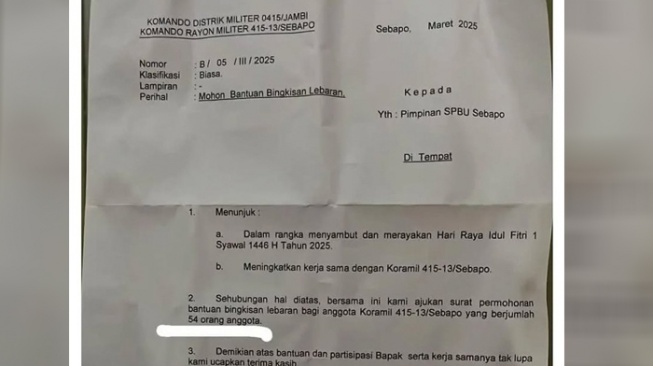 Viral Koramil di Jambi Minta Bingkisan Lebaran ke Pengusaha SPBU. [X@NenkMonica]